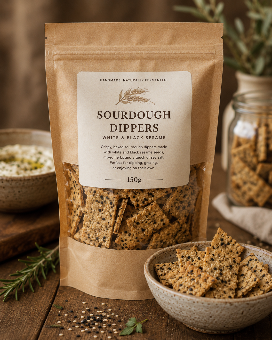 Sourdough Dippers – White & Black Sesame Seeds